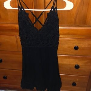 black lace dress with ruffle hem size xs